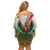 Zimbabwe Vibe Family Matching Off Shoulder Short Dress and Hawaiian Shirt Tribal-Inspired Background with Geometric Flag Color Design