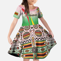 Zimbabwe Vibe Family Matching Puletasi and Hawaiian Shirt Tribal-Inspired Background with Geometric Flag Color Design