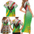 Zimbabwe Vibe Family Matching Short Sleeve Bodycon Dress and Hawaiian Shirt Tribal-Inspired Background with Geometric Flag Color Design