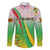 Zimbabwe Vibe Family Matching Summer Maxi Dress and Hawaiian Shirt Tribal-Inspired Background with Geometric Flag Color Design