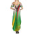 Zimbabwe Vibe Family Matching Summer Maxi Dress and Hawaiian Shirt Tribal-Inspired Background with Geometric Flag Color Design