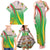 Zimbabwe Vibe Family Matching Tank Maxi Dress and Hawaiian Shirt Tribal-Inspired Background with Geometric Flag Color Design