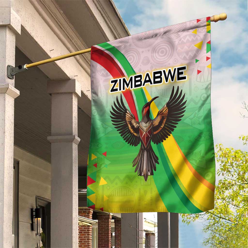 Zimbabwe Vibe Garden Flag Tribal-Inspired Background with Geometric Flag Color Design