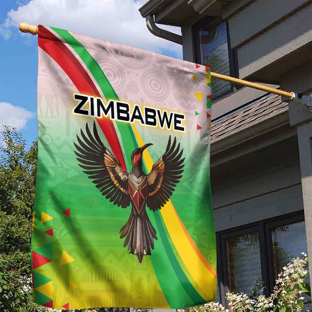Zimbabwe Vibe Garden Flag Tribal-Inspired Background with Geometric Flag Color Design
