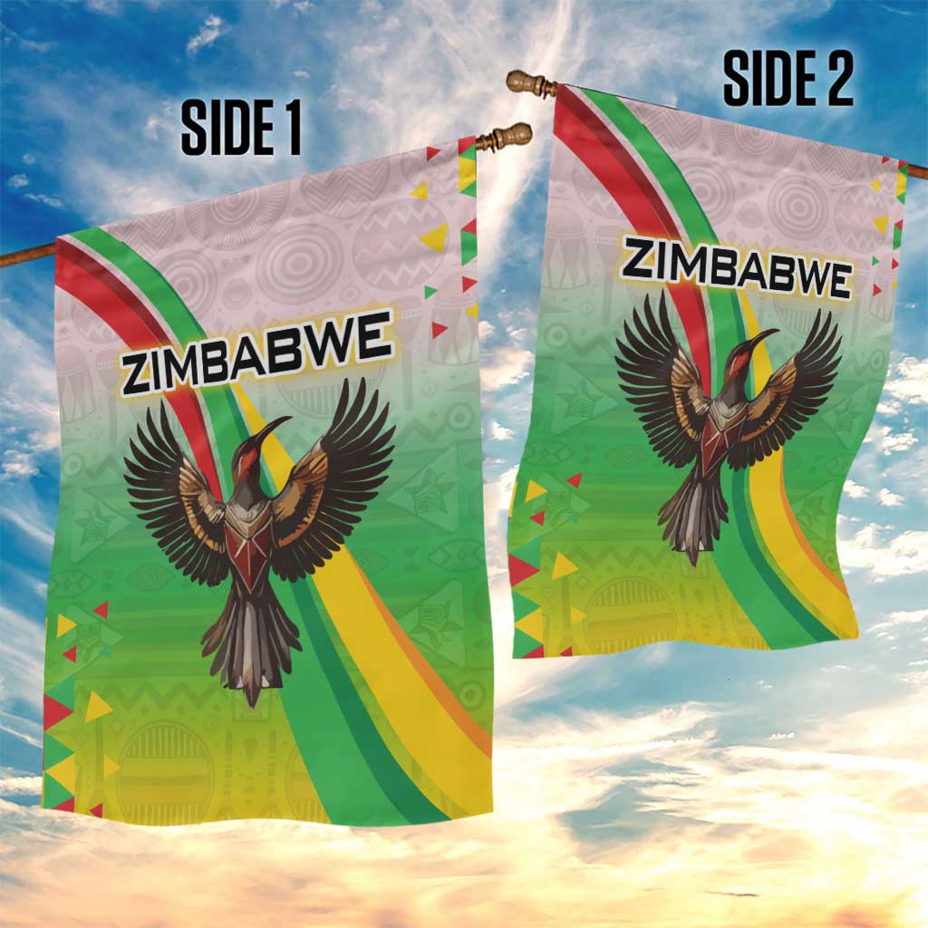 Zimbabwe Vibe Garden Flag Tribal-Inspired Background with Geometric Flag Color Design