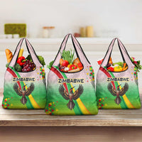 Zimbabwe Vibe Grocery Bag Tribal-Inspired Background with Geometric Flag Color Design