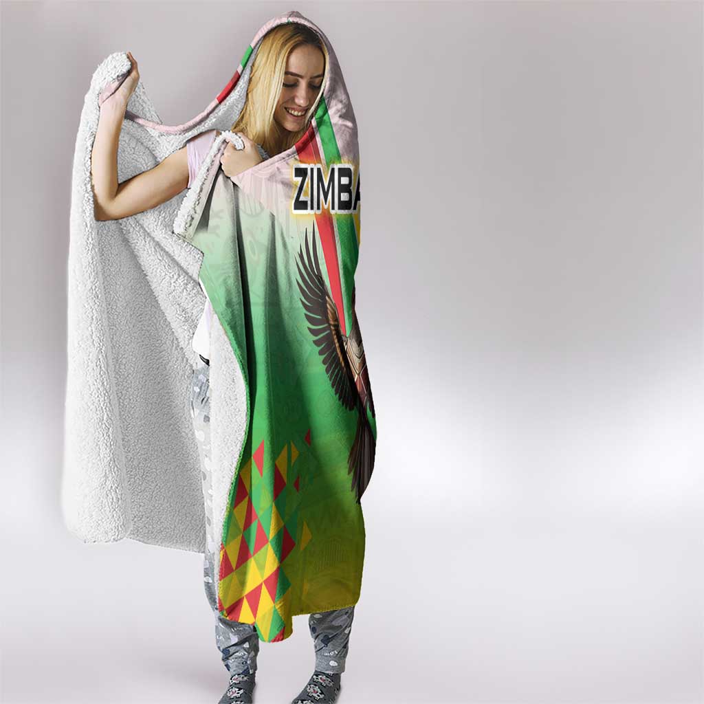 Zimbabwe Vibe Hooded Blanket Tribal-Inspired Background with Geometric Flag Color Design