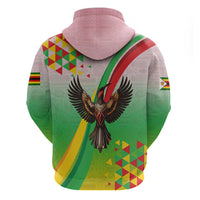 Zimbabwe Vibe Hoodie Tribal-Inspired Background with Geometric Flag Color Design