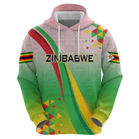 Zimbabwe Vibe Hoodie Tribal-Inspired Background with Geometric Flag Color Design