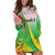 Zimbabwe Vibe Hoodie Dress Tribal-Inspired Background with Geometric Flag Color Design