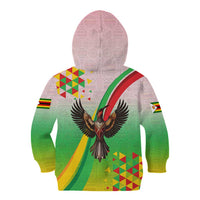 Zimbabwe Vibe Kid Hoodie Tribal-Inspired Background with Geometric Flag Color Design