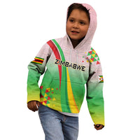 Zimbabwe Vibe Kid Hoodie Tribal-Inspired Background with Geometric Flag Color Design