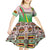 Zimbabwe Vibe Kid Short Sleeve Dress Tribal-Inspired Background with Geometric Flag Color Design
