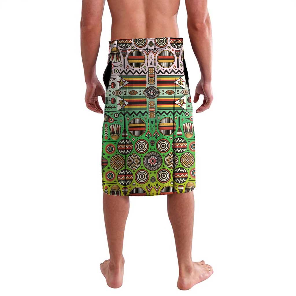 Zimbabwe Vibe Lavalava Tribal-Inspired Background with Geometric Flag Color Design