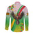 Zimbabwe Vibe Long Sleeve Button Shirt Tribal-Inspired Background with Geometric Flag Color Design