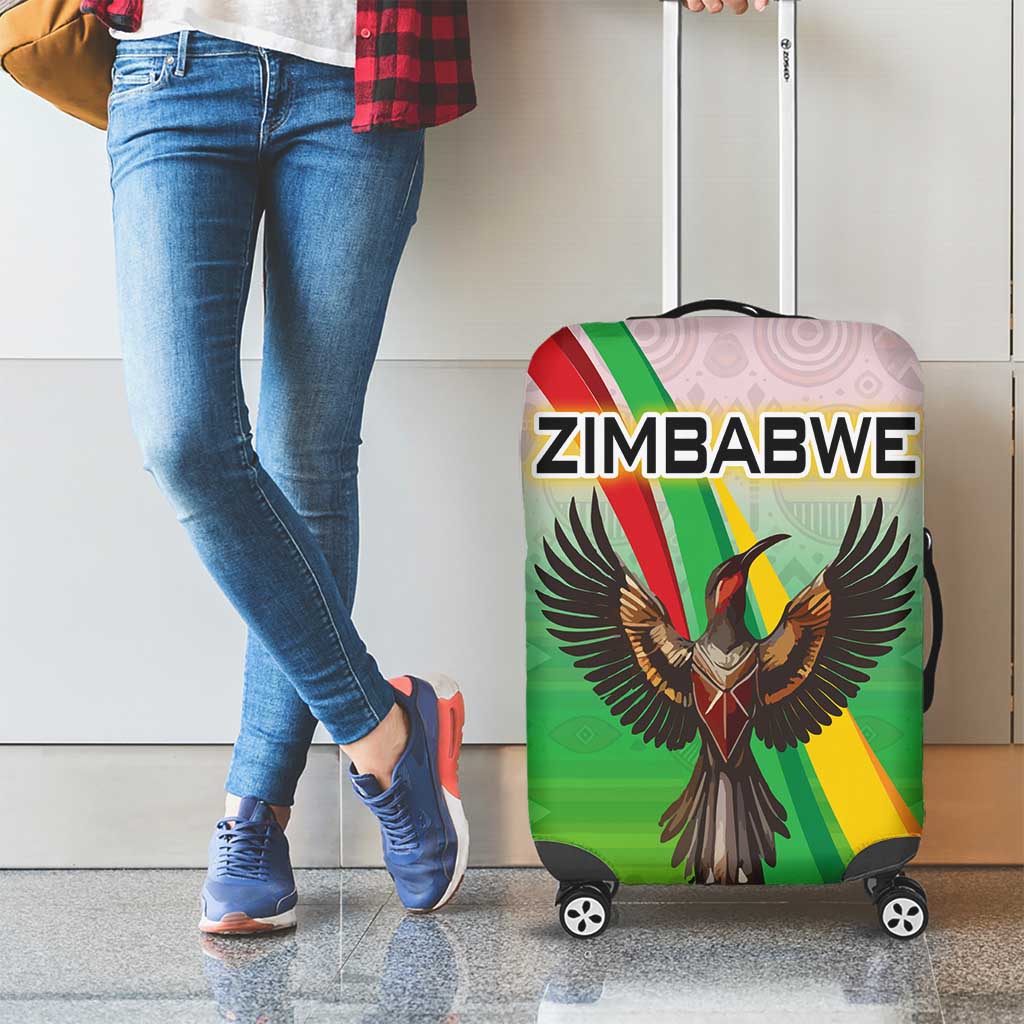 Zimbabwe Vibe Luggage Cover Tribal-Inspired Background with Geometric Flag Color Design