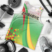 Zimbabwe Vibe Men Tank Top Tribal-Inspired Background with Geometric Flag Color Design