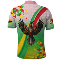 Zimbabwe Vibe Polo Shirt Tribal-Inspired Background with Geometric Flag Color Design