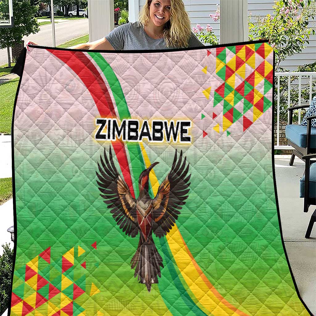 Zimbabwe Vibe Quilt Tribal-Inspired Background with Geometric Flag Color Design
