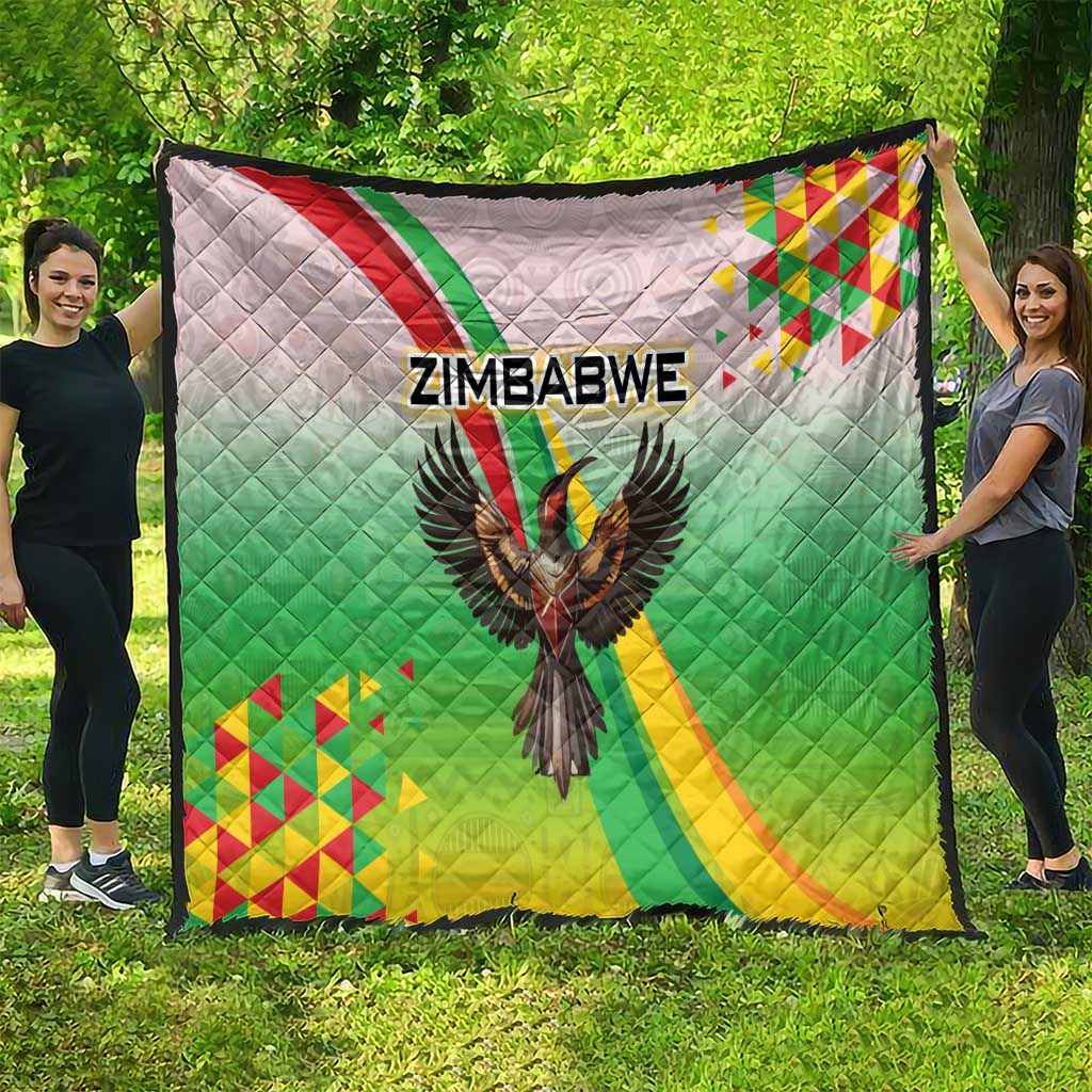 Zimbabwe Vibe Quilt Tribal-Inspired Background with Geometric Flag Color Design