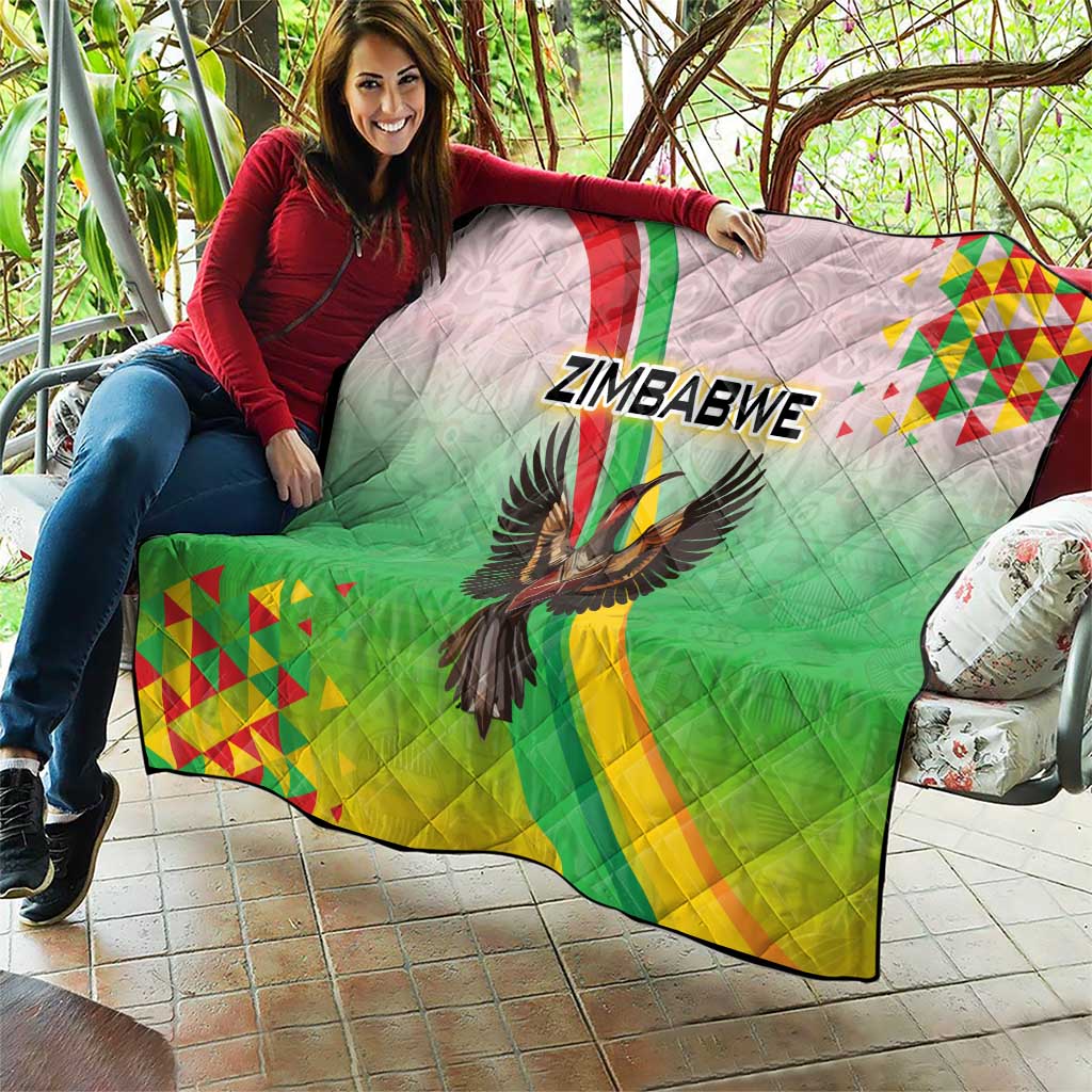 Zimbabwe Vibe Quilt Tribal-Inspired Background with Geometric Flag Color Design