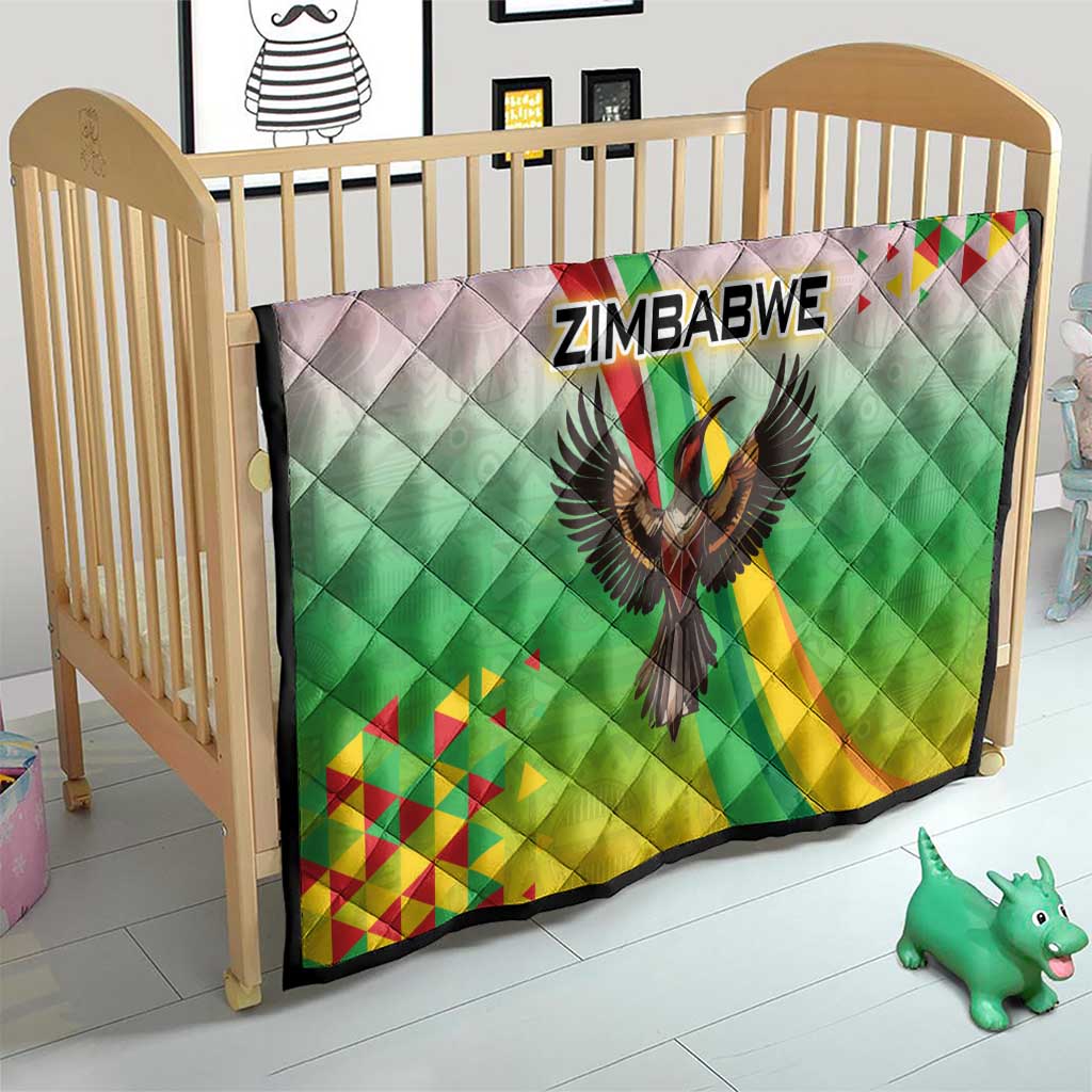 Zimbabwe Vibe Quilt Tribal-Inspired Background with Geometric Flag Color Design