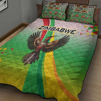 Zimbabwe Vibe Quilt Bed Set Tribal-Inspired Background with Geometric Flag Color Design