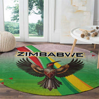 Zimbabwe Vibe Round Carpet Tribal-Inspired Background with Geometric Flag Color Design
