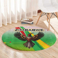 Zimbabwe Vibe Round Carpet Tribal-Inspired Background with Geometric Flag Color Design