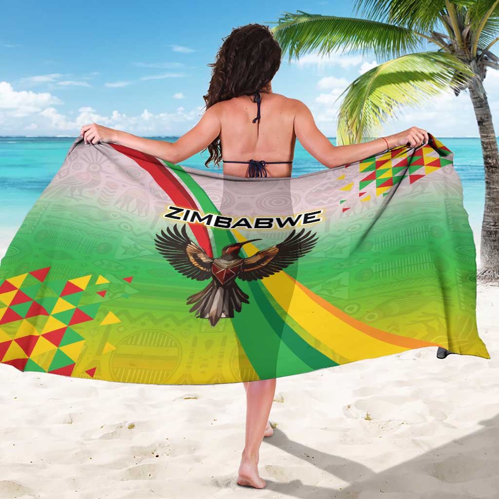 Zimbabwe Vibe Sarong Tribal-Inspired Background with Geometric Flag Color Design