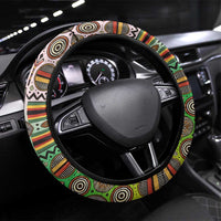 Zimbabwe Vibe Steering Wheel Cover Tribal-Inspired Background with Geometric Flag Color Design