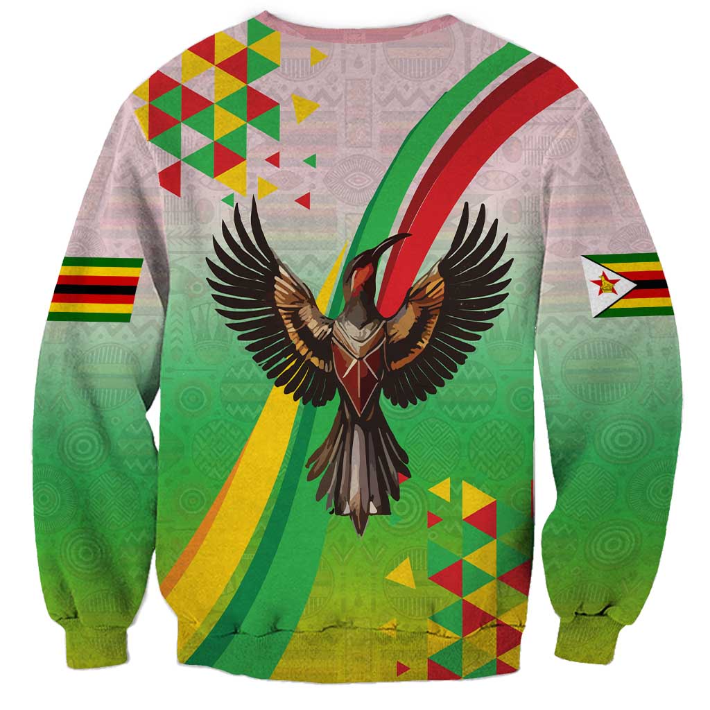 Zimbabwe Vibe Sweatshirt Tribal-Inspired Background with Geometric Flag Color Design