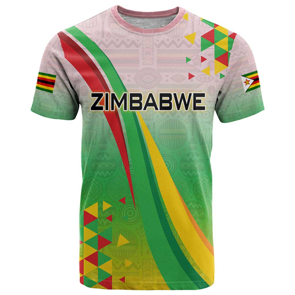 Zimbabwe Vibe T Shirt Tribal-Inspired Background with Geometric Flag Color Design