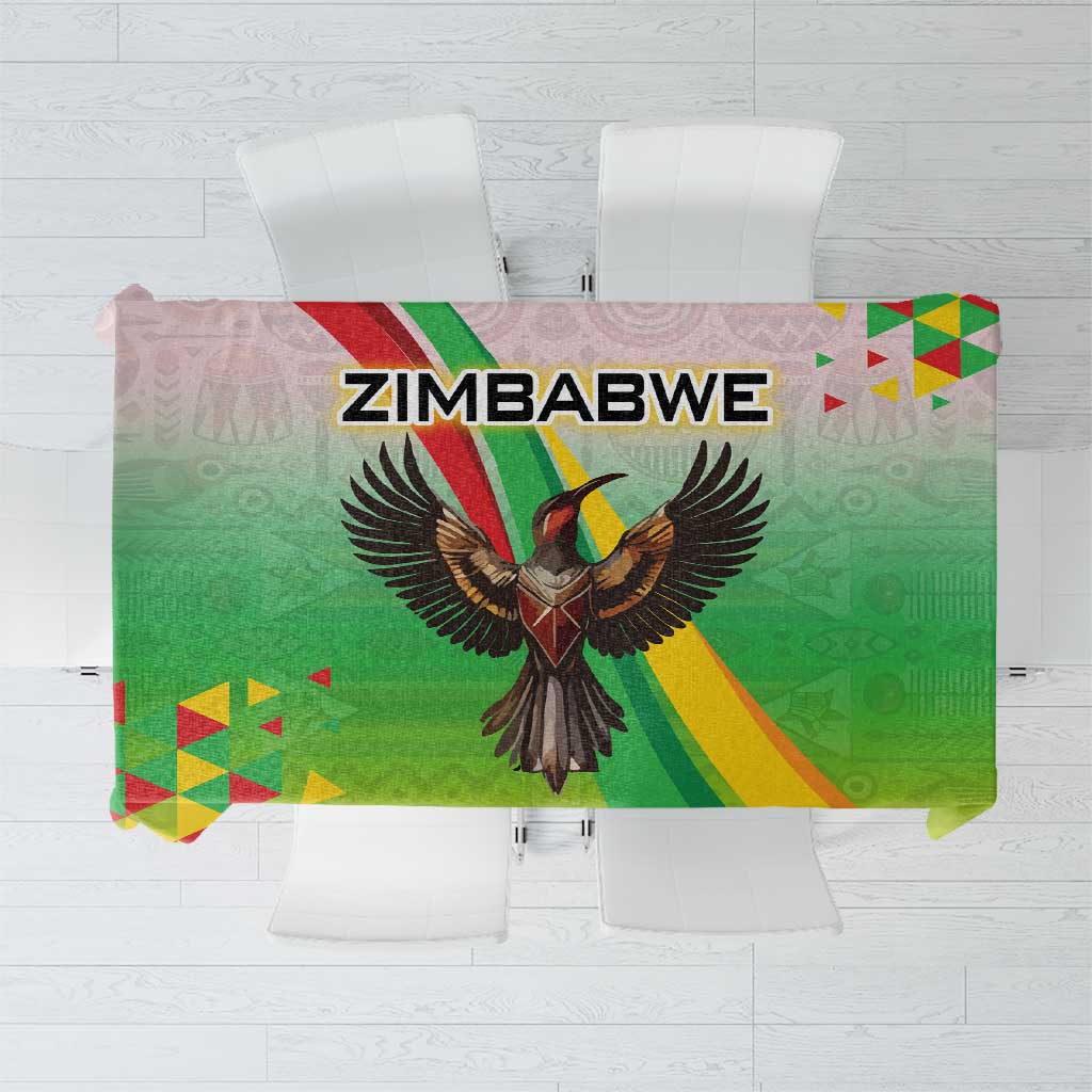 Zimbabwe Vibe Tablecloth Tribal-Inspired Background with Geometric Flag Color Design
