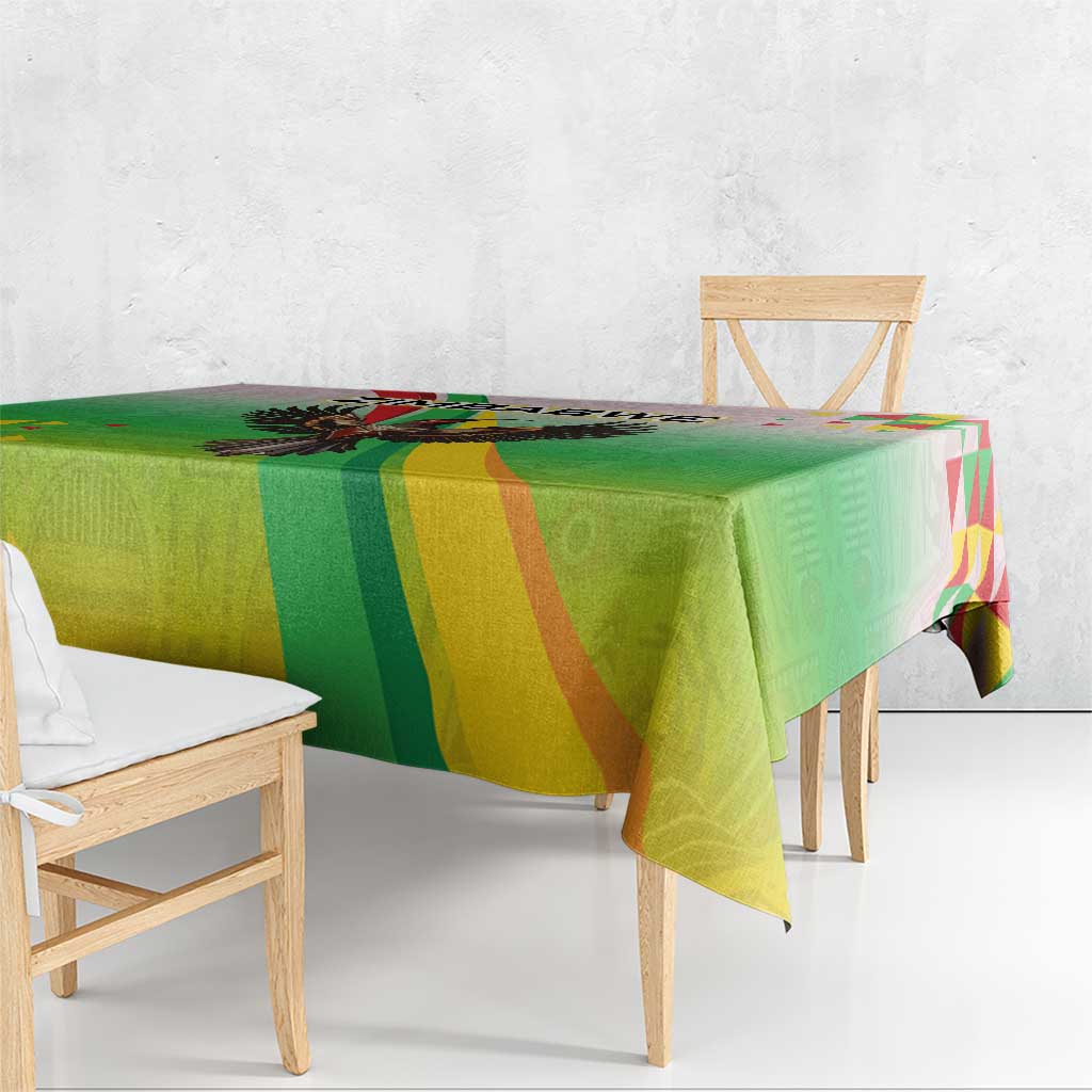 Zimbabwe Vibe Tablecloth Tribal-Inspired Background with Geometric Flag Color Design