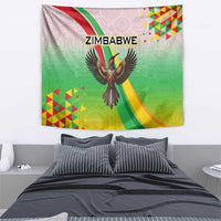 Zimbabwe Vibe Tapestry Tribal-Inspired Background with Geometric Flag Color Design