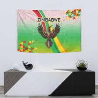 Zimbabwe Vibe Tapestry Tribal-Inspired Background with Geometric Flag Color Design