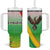 Zimbabwe Vibe Tumbler With Handle Tribal-Inspired Background with Geometric Flag Color Design