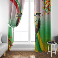 Zimbabwe Vibe Window Curtain Tribal-Inspired Background with Geometric Flag Color Design