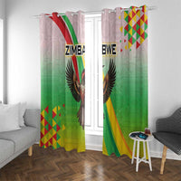 Zimbabwe Vibe Window Curtain Tribal-Inspired Background with Geometric Flag Color Design