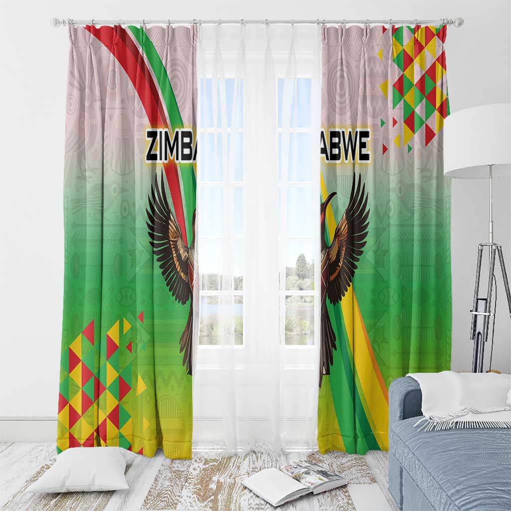Zimbabwe Vibe Window Curtain Tribal-Inspired Background with Geometric Flag Color Design