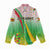 Zimbabwe Vibe Women Casual Shirt Tribal-Inspired Background with Geometric Flag Color Design