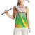 Zimbabwe Vibe Women Sleeveless Polo Shirt Tribal-Inspired Background with Geometric Flag Color Design