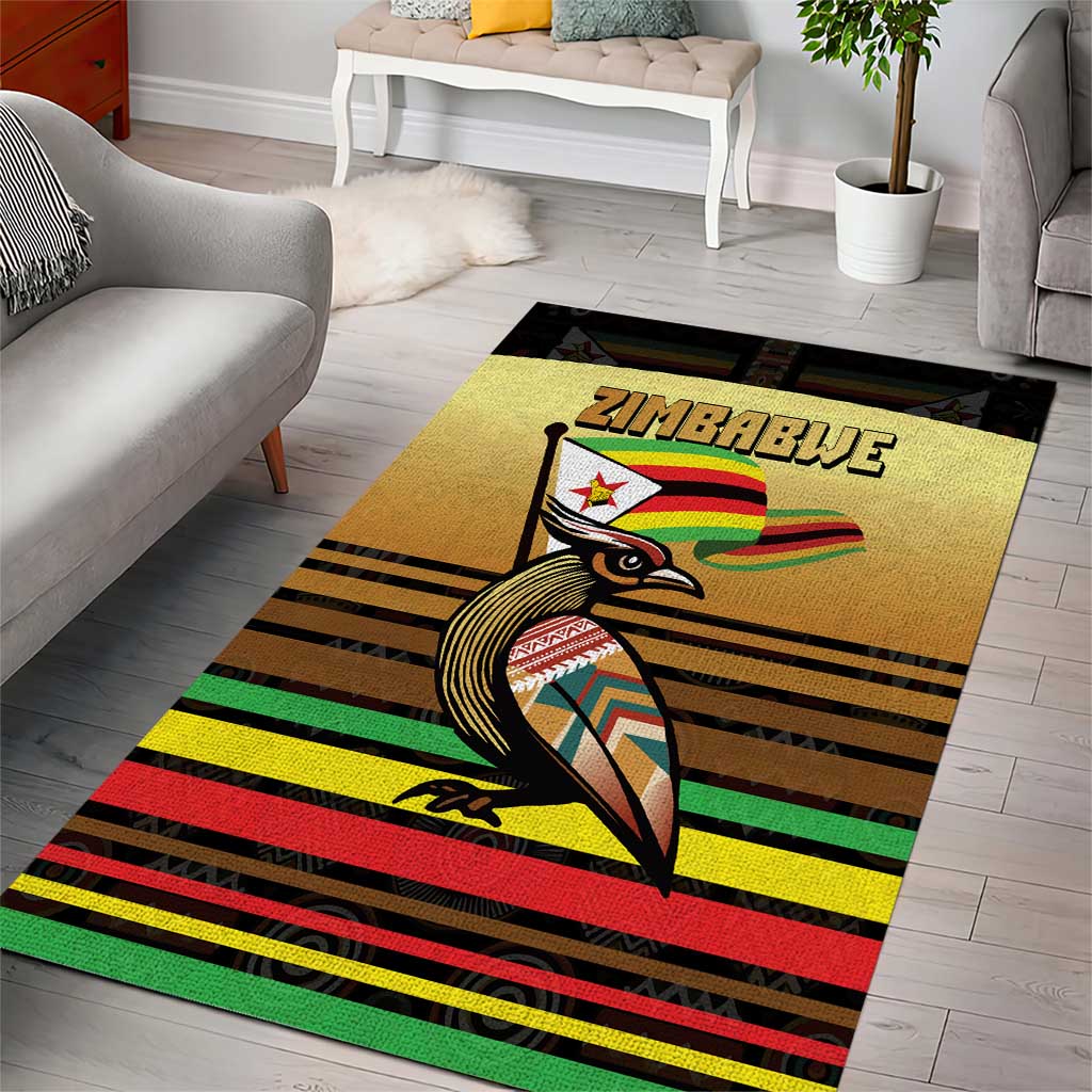 Zimbabwe Pride Area Rug Zimbabwean Bird, Tribal Patterns and Pan-African Colors