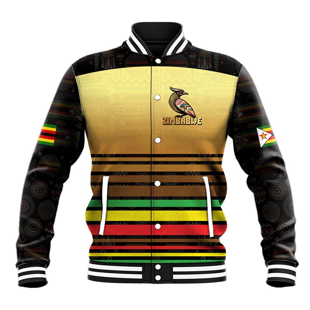 Zimbabwe Pride Baseball Jacket Zimbabwean Bird, Tribal Patterns and Pan-African Colors
