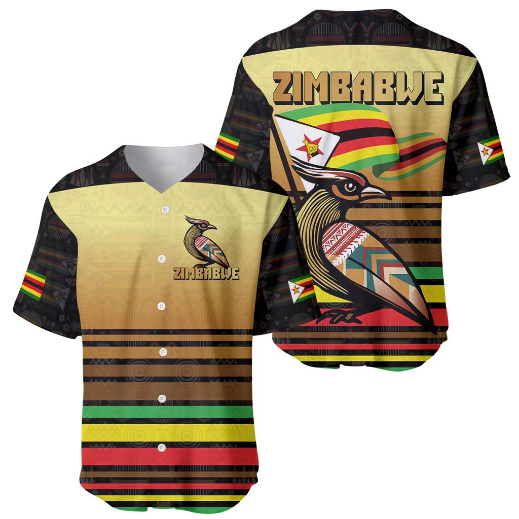 Zimbabwe Pride Baseball Jersey Zimbabwean Bird, Tribal Patterns and Pan-African Colors