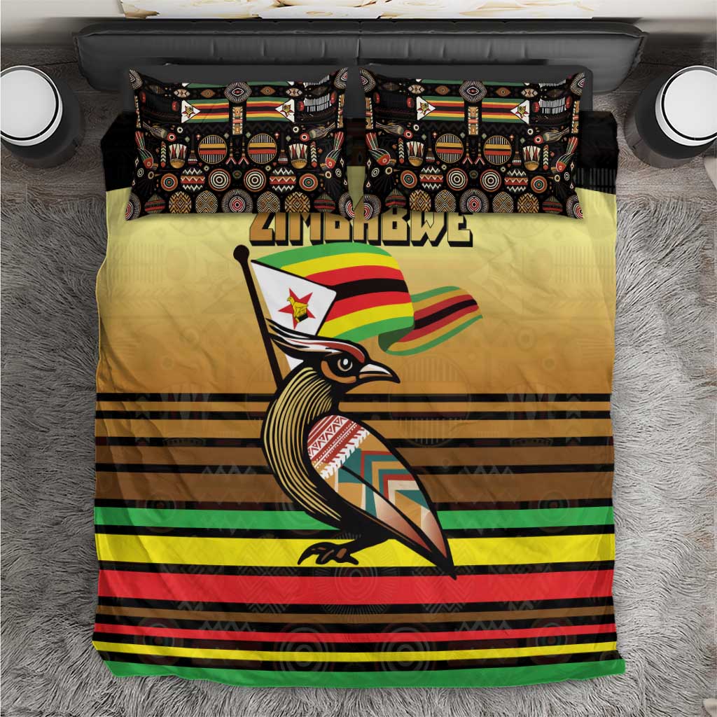 Zimbabwe Pride Bedding Set Zimbabwean Bird, Tribal Patterns and Pan-African Colors