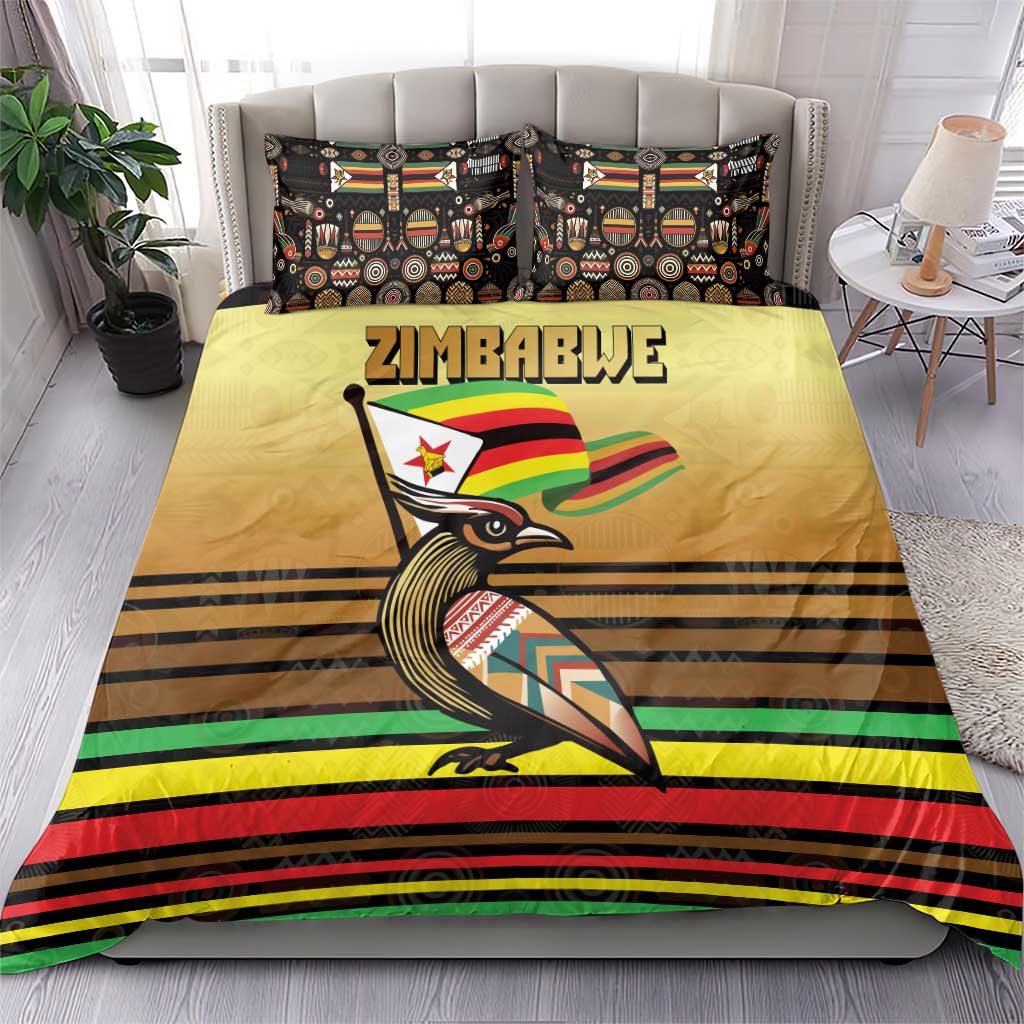 Zimbabwe Pride Bedding Set Zimbabwean Bird, Tribal Patterns and Pan-African Colors