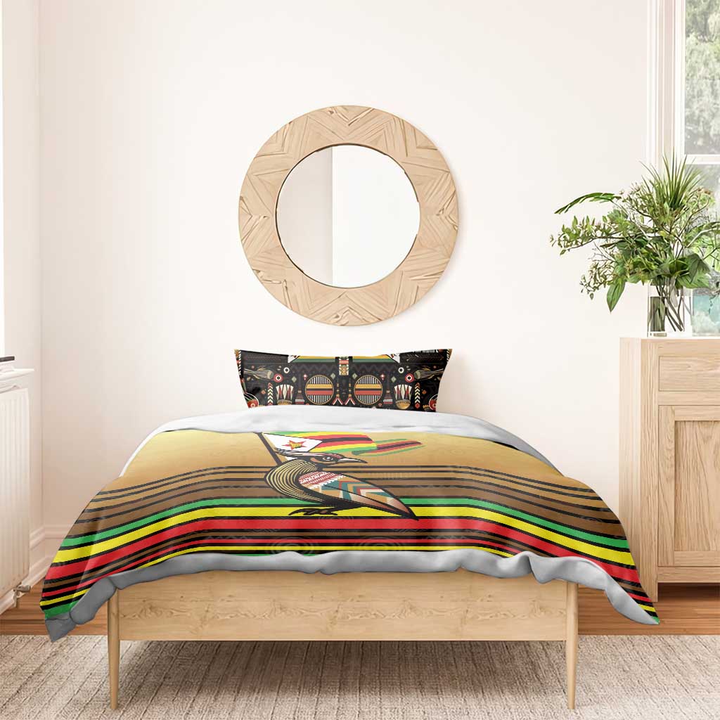 Zimbabwe Pride Bedding Set Zimbabwean Bird, Tribal Patterns and Pan-African Colors