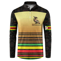 Zimbabwe Pride Button Sweatshirt Zimbabwean Bird, Tribal Patterns and Pan-African Colors